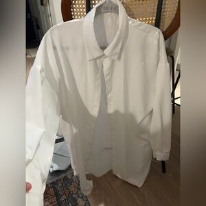 SHEIN White Women's Long-Sleeve Button-Down Shirt